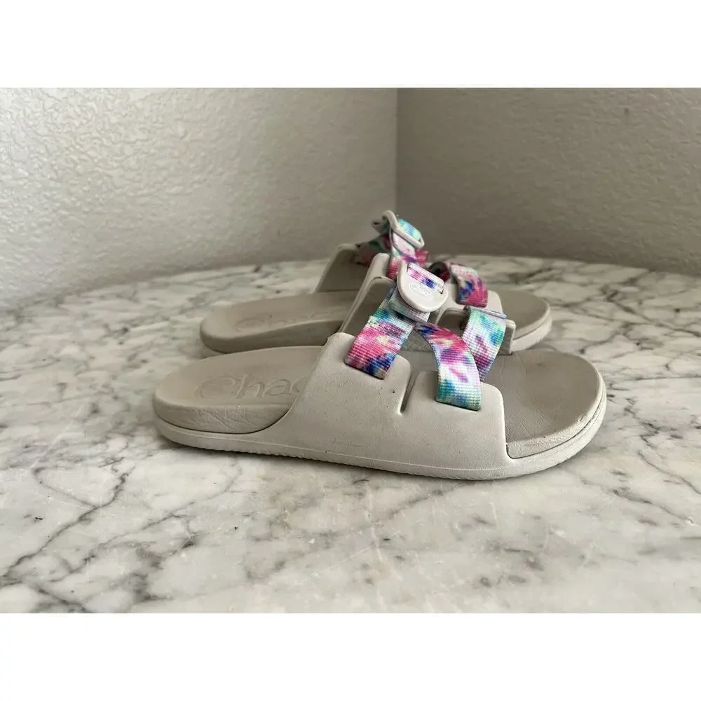 Chaco Girls Chillos Slip-on Slides Size 4 Tie Dye Straps Sandals